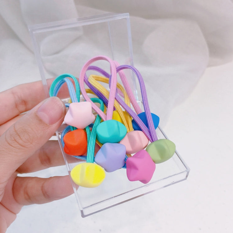 10pcs /Box Children Non-Injurious Hair Bands Cute And Durable Hair Rope Accessories, Style: Star