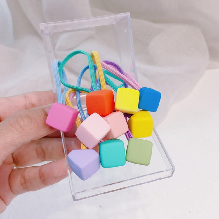 10pcs /Box Children Non-Injurious Hair Bands Cute And Durable Hair Rope Accessories, Style: Block