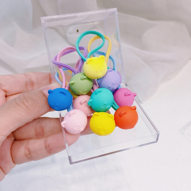 10pcs /Box Children Non-Injurious Hair Bands Cute And Durable Hair Rope Accessories, Style: Bear