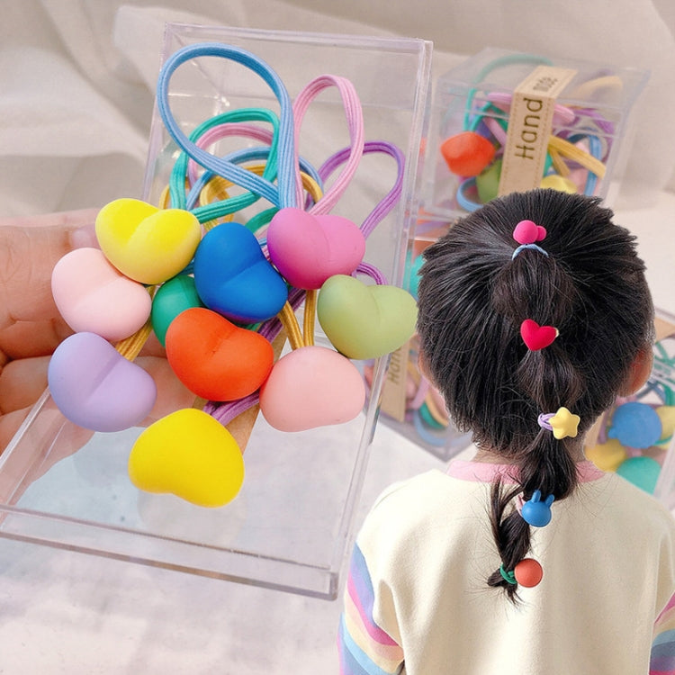 10pcs /Box Children Non-Injurious Hair Bands Cute And Durable Hair Rope Accessories, Style: Heart
