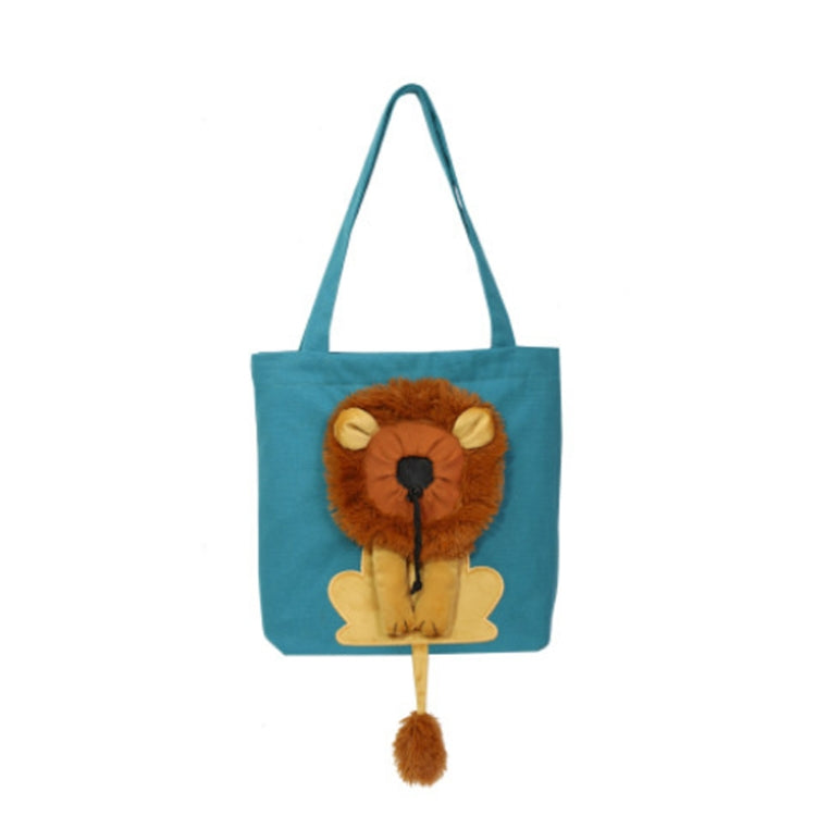 Canvas Expandable Little Lion Shape Cat Bag Small Dog Handbag, Size: Small  - Lake Blue