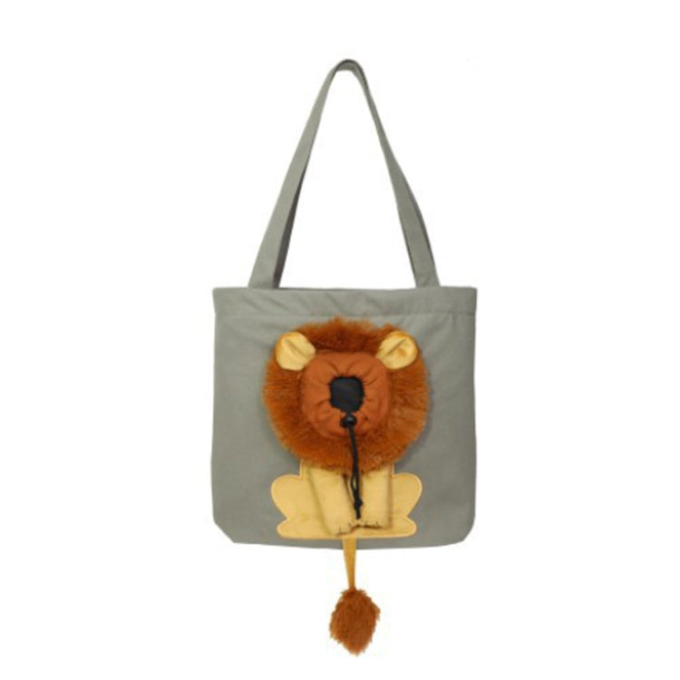 Canvas Expandable Little Lion Shape Cat Bag Small Dog Handbag, Size: Small  - Dark Gray