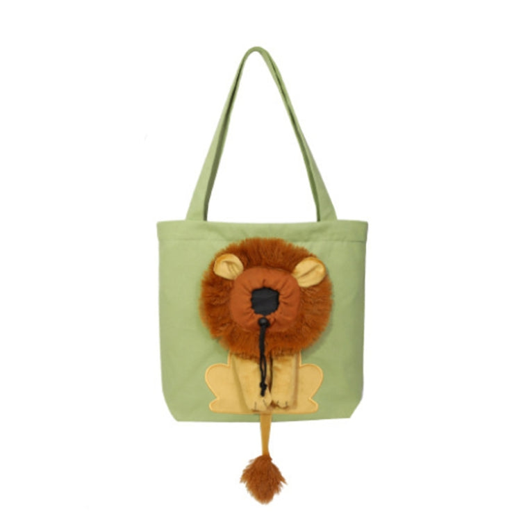 Canvas Expandable Little Lion Shape Cat Bag Small Dog Handbag, Size: Small  - Light Green