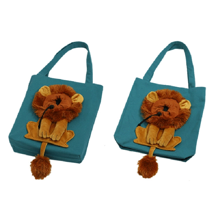 Canvas Expandable Little Lion Shape Cat Bag Small Dog Handbag, Size: Small  - Lake Blue