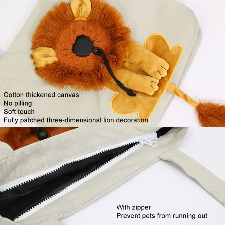 Canvas Expandable Little Lion Shape Cat Bag Small Dog Handbag, Size: Small  - Light Green