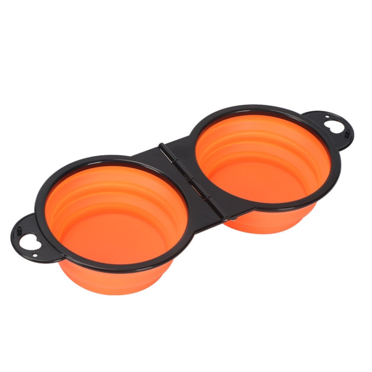 Pet Dog Folding Bowl Silicone Portable All-in-One Outdoor Double Bowl