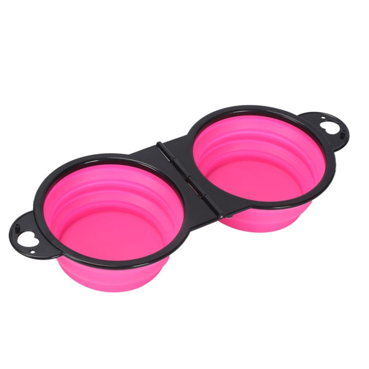 Pet Dog Folding Bowl Silicone Portable All-in-One Outdoor Double Bowl