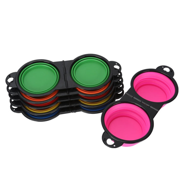 Pet Dog Folding Bowl Silicone Portable All-in-One Outdoor Double Bowl