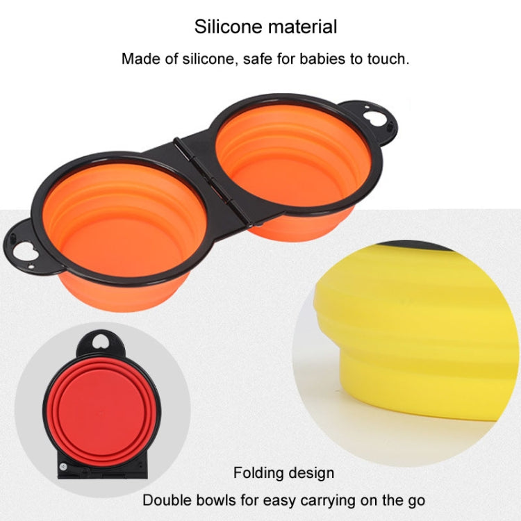 Pet Dog Folding Bowl Silicone Portable All-in-One Outdoor Double Bowl