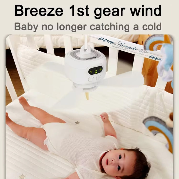 Mini Ceiling Fan Portable Camping Fan With Light &  Remote Built In 8000mAh Battery - White