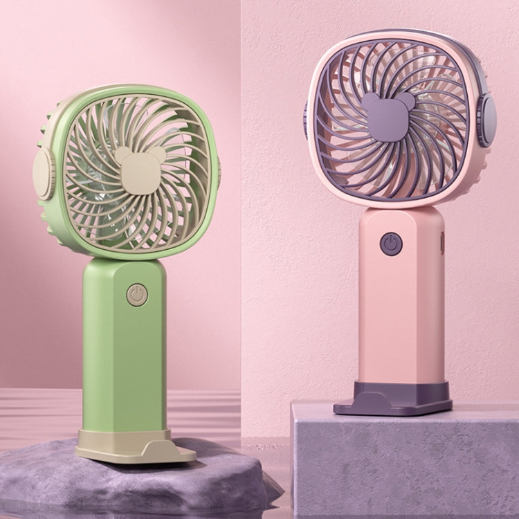 Handheld Portable Mini Multifunctional Fan With Phone Holder Function, Color: Pink Purple with Battery