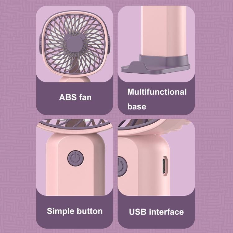 Handheld Portable Mini Multifunctional Fan With Phone Holder Function, Color: Pink Purple with Battery
