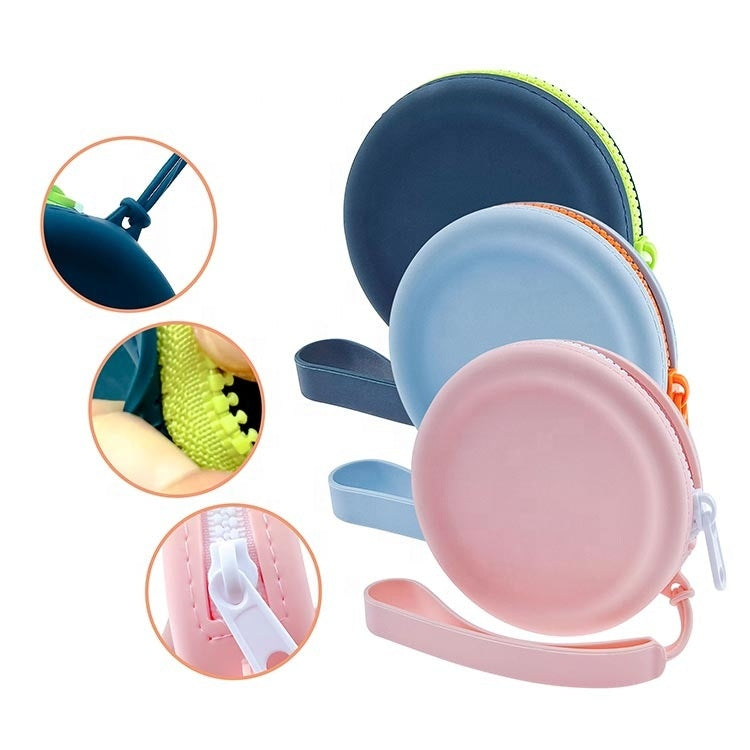 Circular Pet Snack Coin Purse Zipper Silicone Earphones Storage Bag