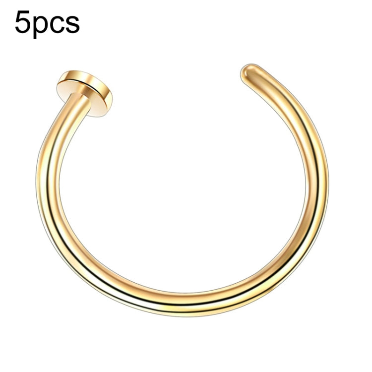 5pcs Stainless Steel Nose Ring Without Hole C-Shape Nose Staple Lip Band Earrings, Size: 0.8 x 8+2