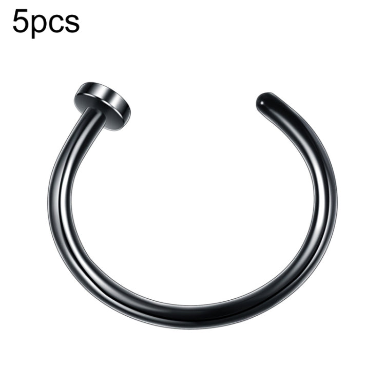 5pcs Stainless Steel Nose Ring Without Hole C-Shape Nose Staple Lip Band Earrings, Size: 0.8 x 10+2