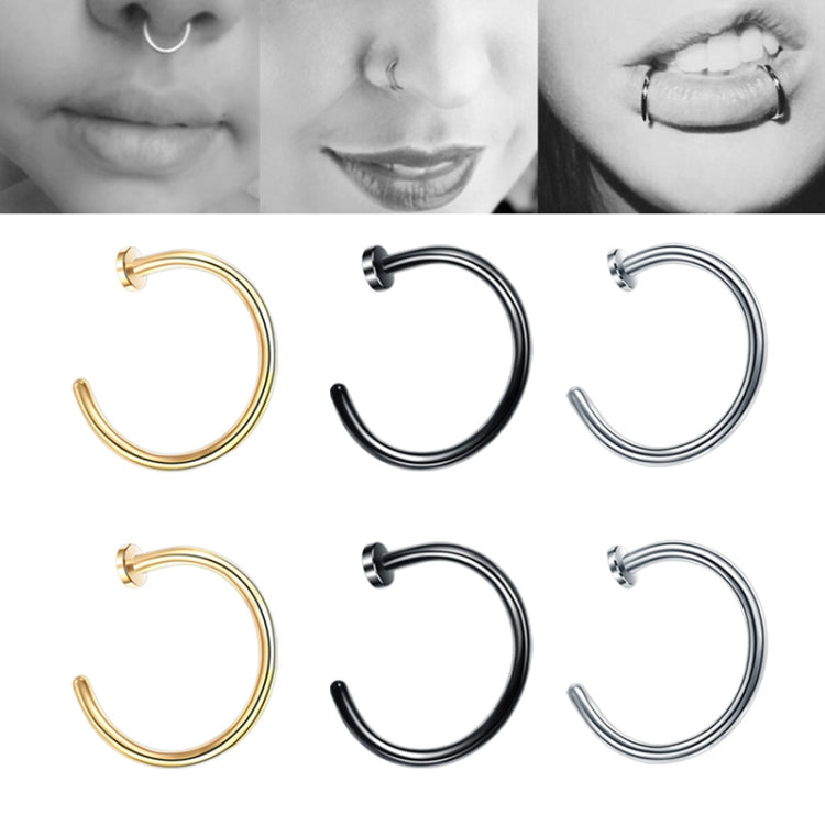 5pcs Stainless Steel Nose Ring Without Hole C-Shape Nose Staple Lip Band Earrings, Size: 0.8 x 8+2