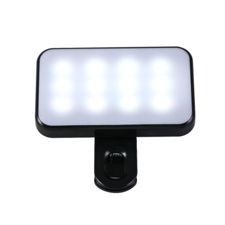 Selfie Fill Light Rechargeable 3 Color Temperature Clip On For Phone, Laptop, Tablet Meeting - Black