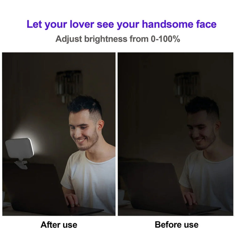 66 LEDs Selfie Fill Light Rechargeable 3 Modes Clip-on Pocket Light For Phone, Laptop, Tablet Meeting - Black