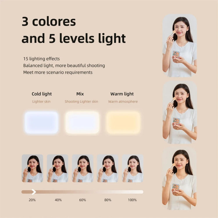 66 LEDs Selfie Fill Light Rechargeable 3 Modes Clip-on Pocket Light For Phone, Laptop, Tablet Meeting - Black