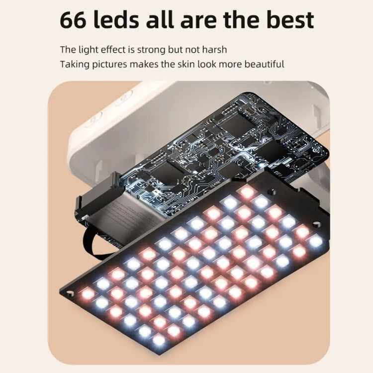 66 LEDs Selfie Fill Light Rechargeable 3 Modes Clip-on Pocket Light For Phone, Laptop, Tablet Meeting - Black