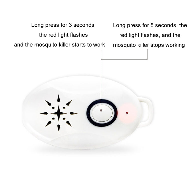 Mini USB Rechargeable Fly Repeller Outdoor Portable Mobile Mosquito Repellent Device - White