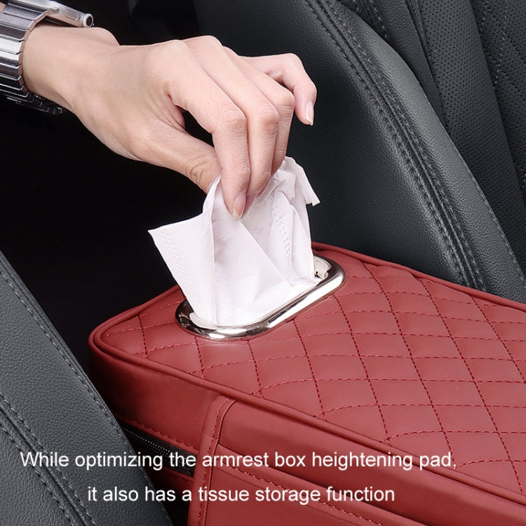 Car Armrest Box Booster Pad Widened Interior Tissue Box, Color: Mocha Brown