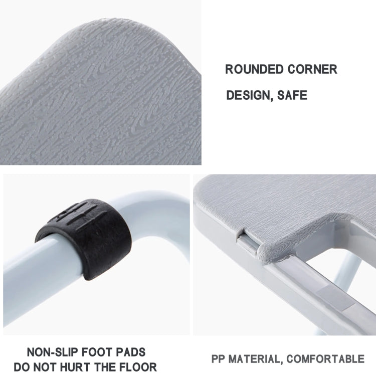 Portable Folding Stool Iron Frame Legs Lightweight Collapsible Chair - Grey