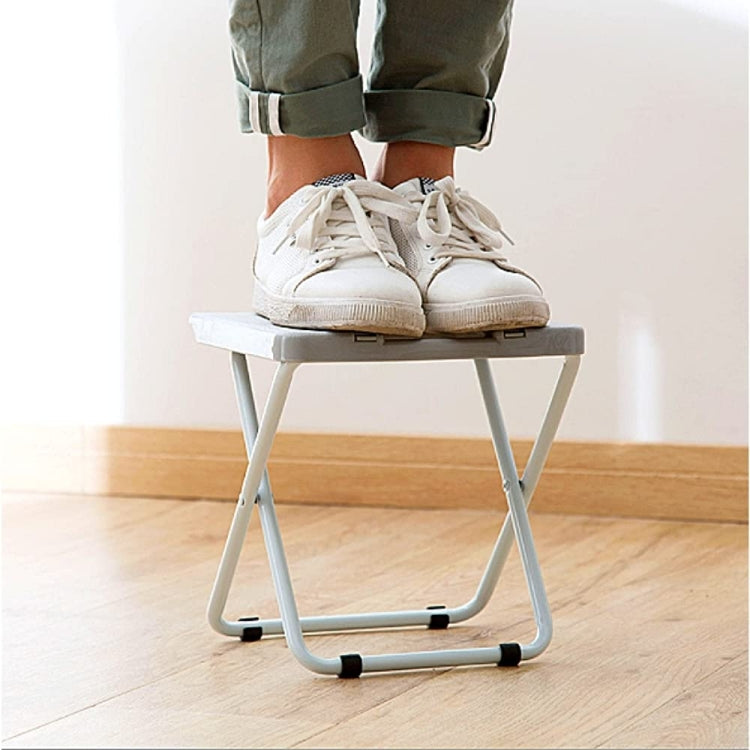 Portable Folding Stool Iron Frame Legs Lightweight Collapsible Chair - Grey