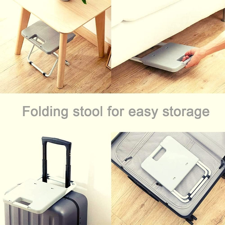 Portable Folding Stool Iron Frame Legs Lightweight Collapsible Chair - Grey