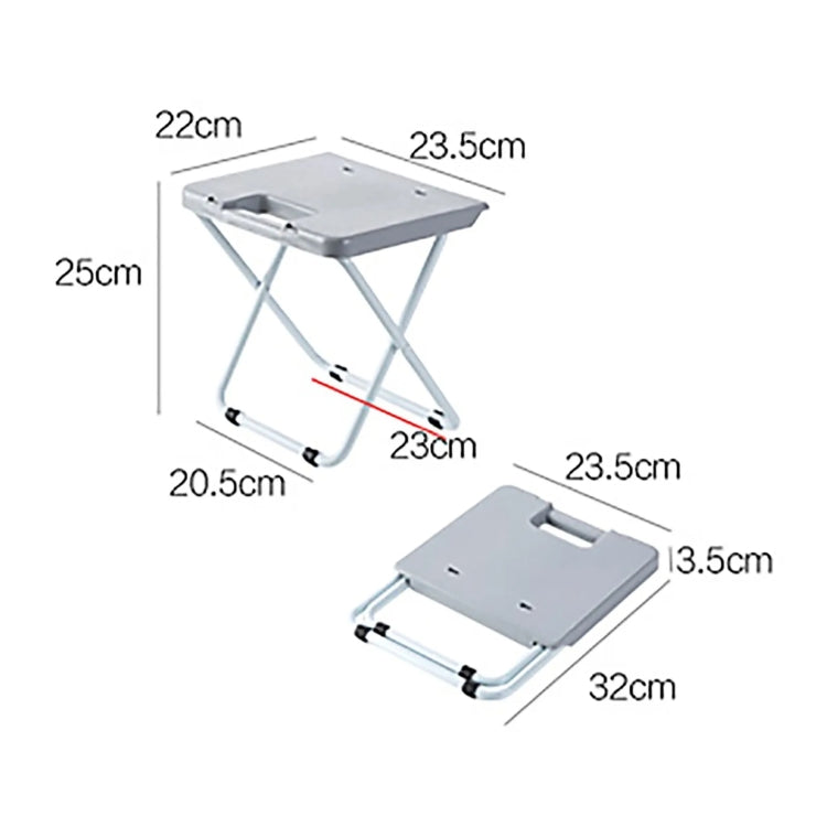 Portable Folding Stool Iron Frame Legs Lightweight Collapsible Chair - Grey