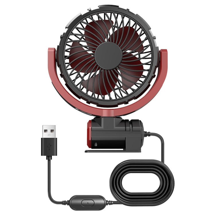 Car Foldable Steering USB Single-Head Fan - Black Red