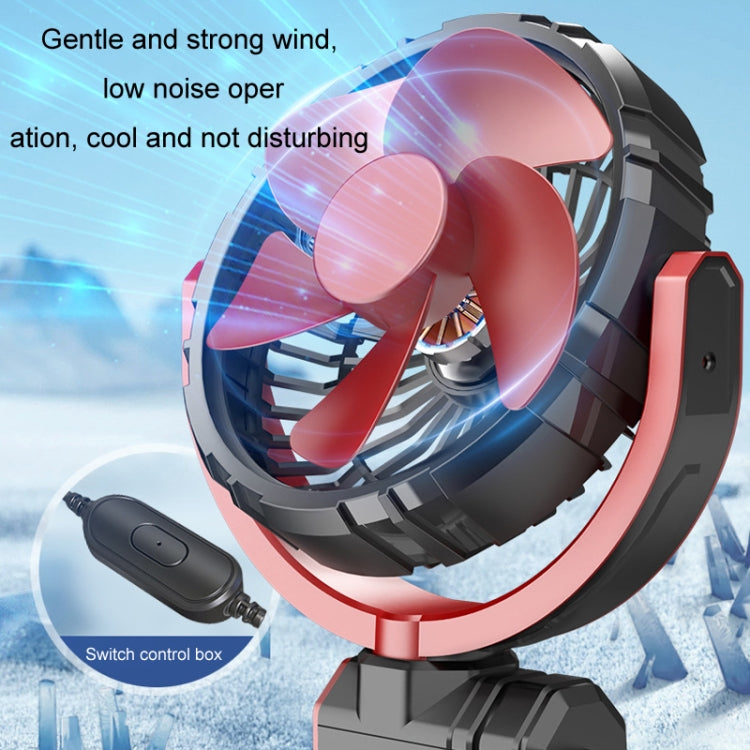 Car Foldable Steering USB Single-Head Fan - Black Red