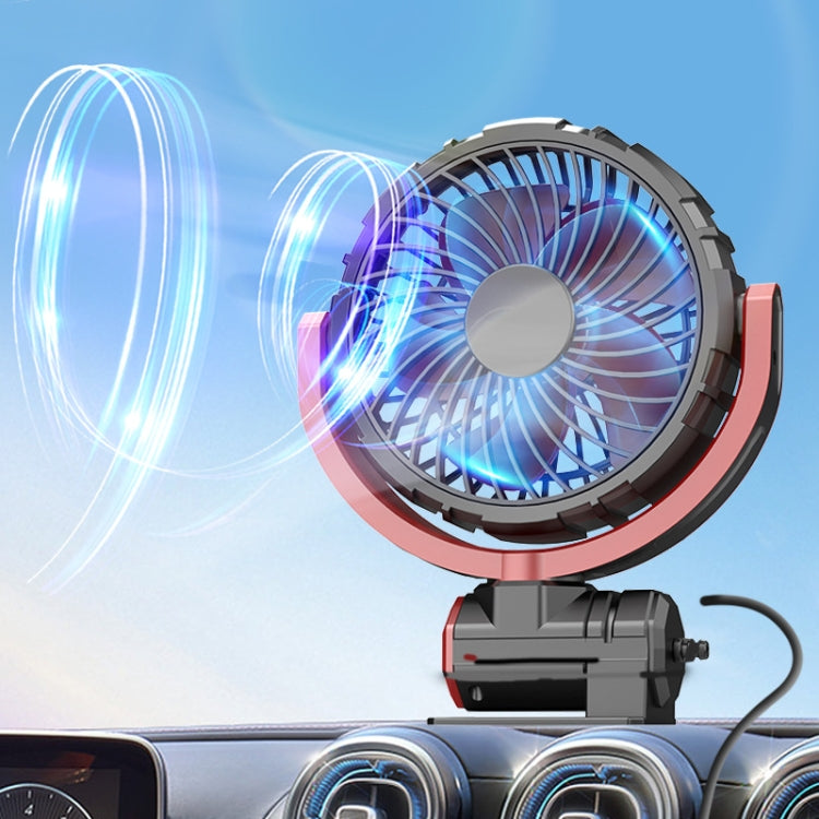 Car Foldable Steering USB Single-Head Fan - Black Red