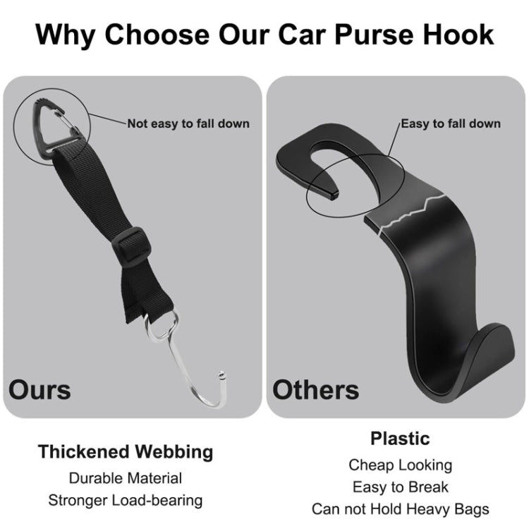 A62 Automobile Stroller Storage Hooks Car Multifunctional Seat Rear Hangers - Black
