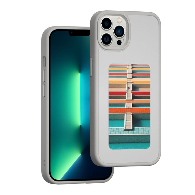 For iPhone 13 Pro Max NFC Four-Color E-ink Screen DIY Phone Case