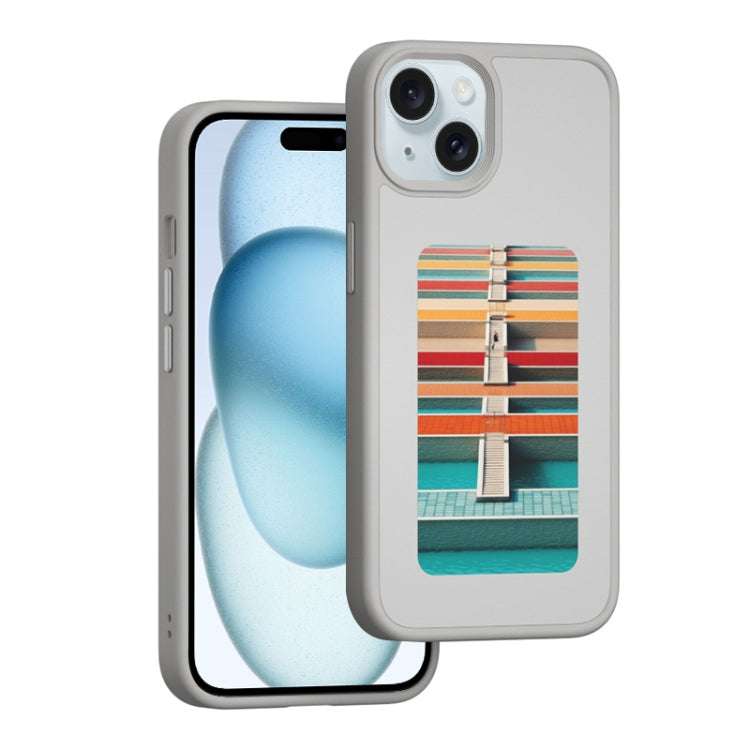 For iPhone 15 NFC Four-Color E-ink Screen DIY Phone Case