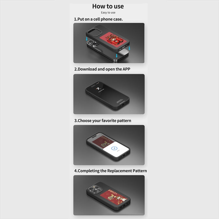 For iPhone 13 NFC Four-Color E-ink Screen DIY Phone Case