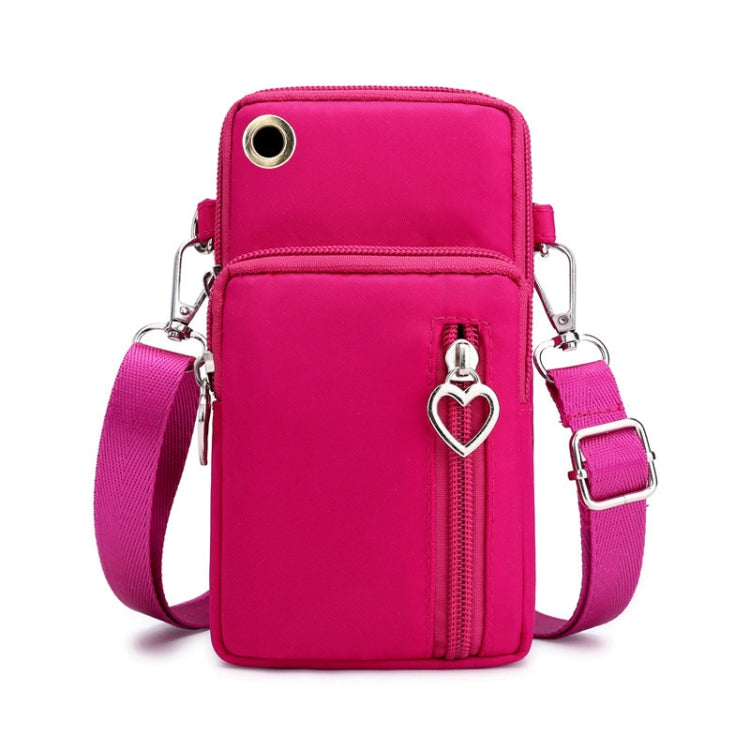 Crossbody Mobile Phone Bag Vertical Wallet Wrist Pouch With Arm Band for Women, Style: Rose Red