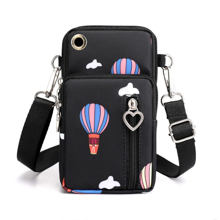 Crossbody Mobile Phone Bag Vertical Wallet Wrist Pouch With Arm Band for Women, Style: Black Balloon