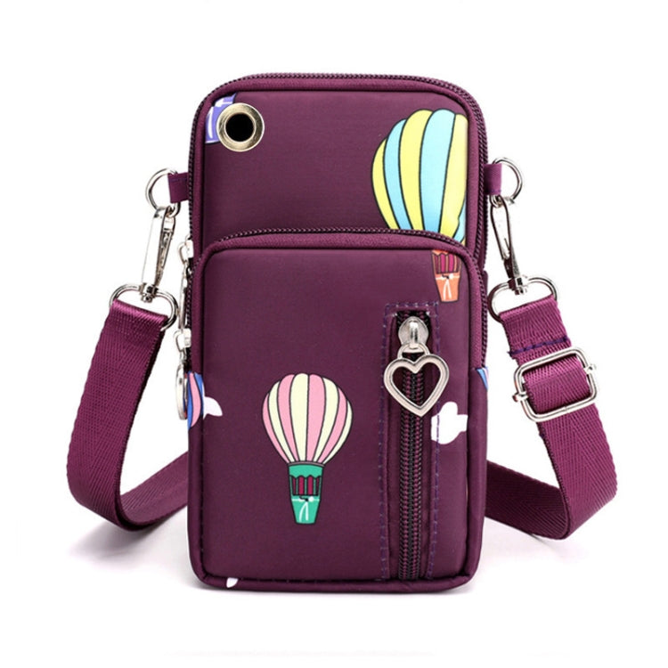 Crossbody Mobile Phone Bag Vertical Wallet Wrist Pouch With Arm Band for Women, Style: Purple Balloon