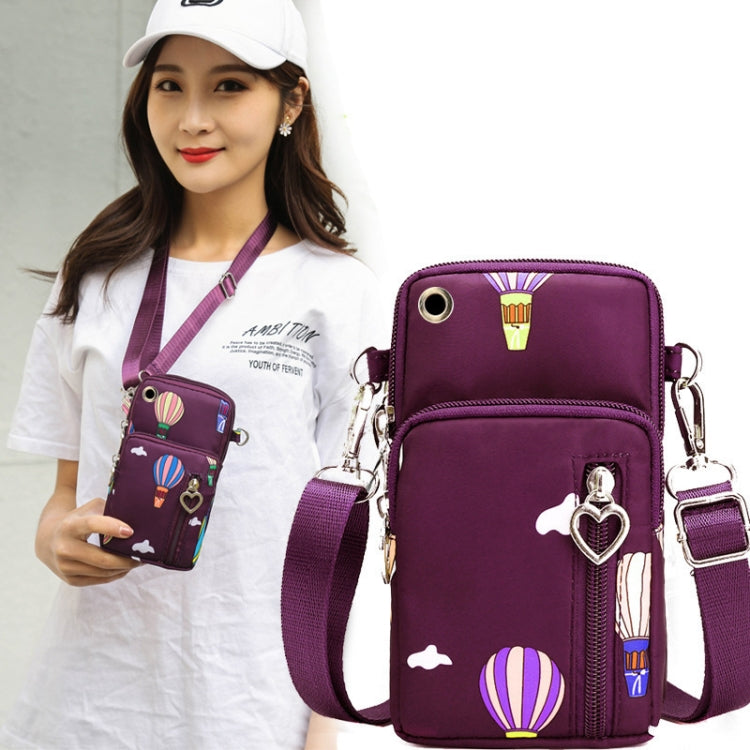 Crossbody Mobile Phone Bag Vertical Wallet Wrist Pouch With Arm Band for Women, Style: Blue Balloon