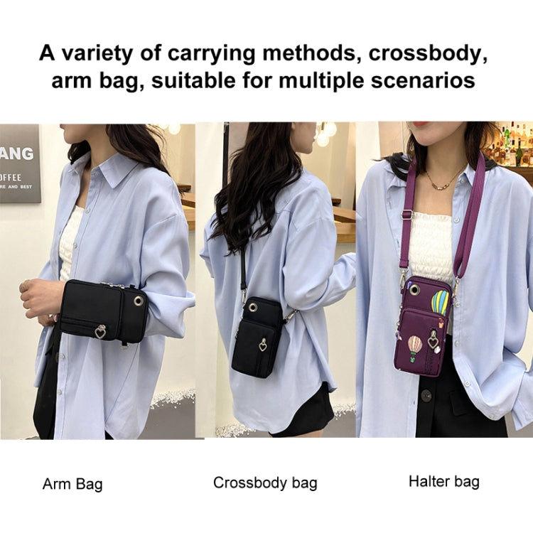 Crossbody Mobile Phone Bag Vertical Wallet Wrist Pouch With Arm Band for Women, Style: Black Balloon