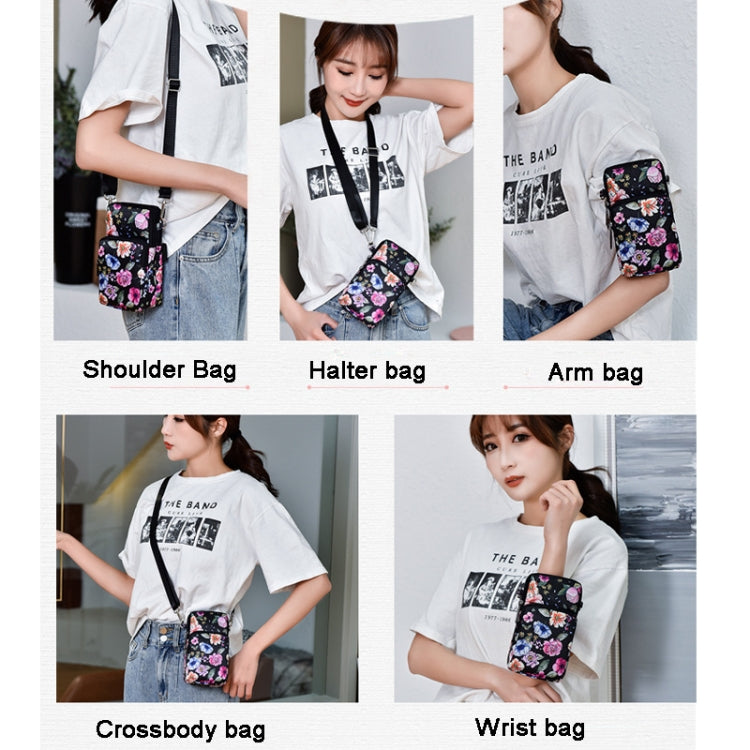 Printed Crossbody Mobile Phone Bag Mini Wallet With Arm Band, Style: Scenery