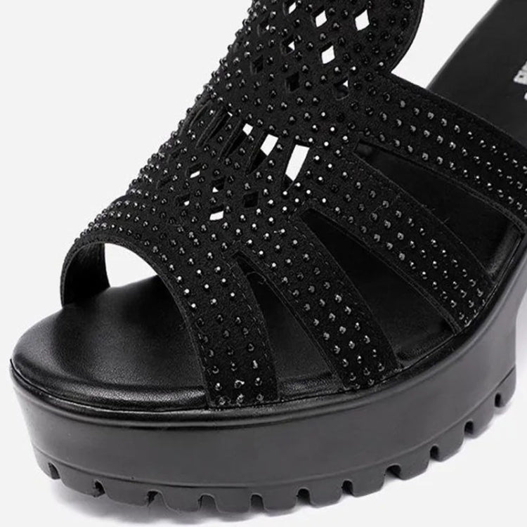 Women Chunky Heel Sandals Anti-slip Fish Mouth High Heels Soft Bottom Open Toe Sandals, Size: 38