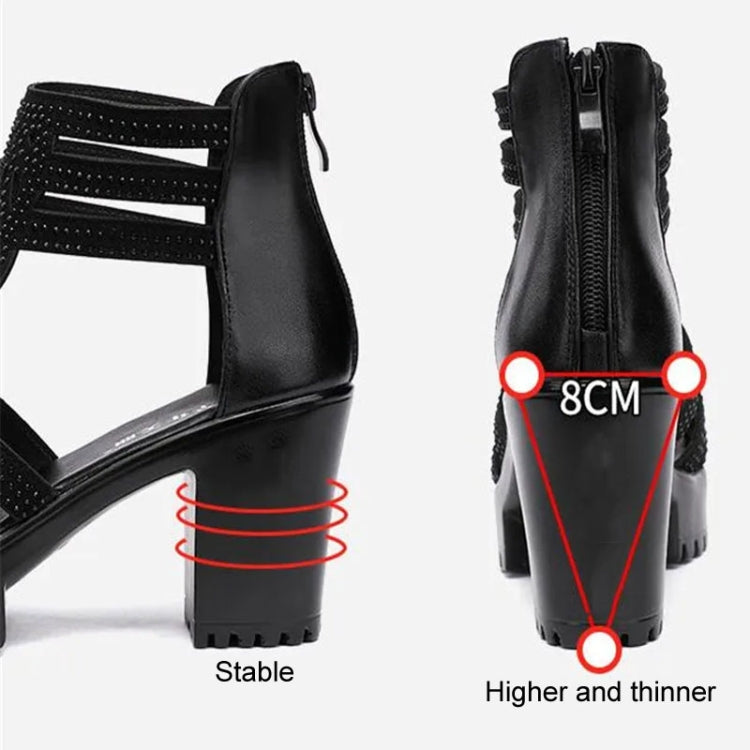 Women Chunky Heel Sandals Anti-slip Fish Mouth High Heels Soft Bottom Open Toe Sandals, Size: 36