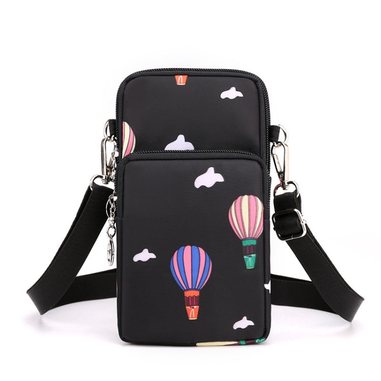 Crossbody Mobile Phone Bag Vertical Wallet Arm Bag With Headphone Hole - Black Balloon