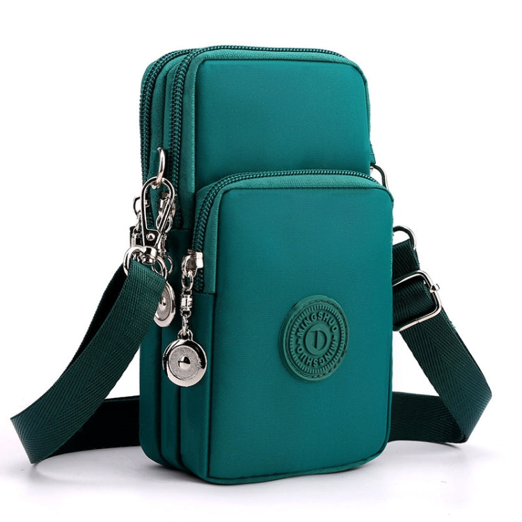 Crossbody Mobile Phone Bag Vertical Wallet Arm Bag With Headphone Hole - Green