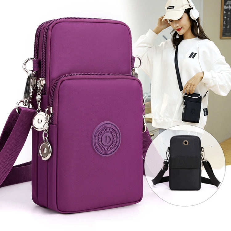 Crossbody Mobile Phone Bag Vertical Wallet Arm Bag With Headphone Hole - Black Balloon