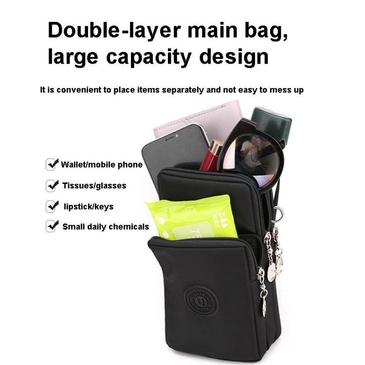 Crossbody Mobile Phone Bag Vertical Wallet Arm Bag With Headphone Hole - Black Balloon