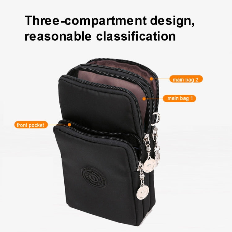 Crossbody Mobile Phone Bag Vertical Wallet Arm Bag With Headphone Hole - Black Balloon